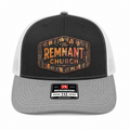 Black and gray cap with 'The Remnant Church' logo on a white background