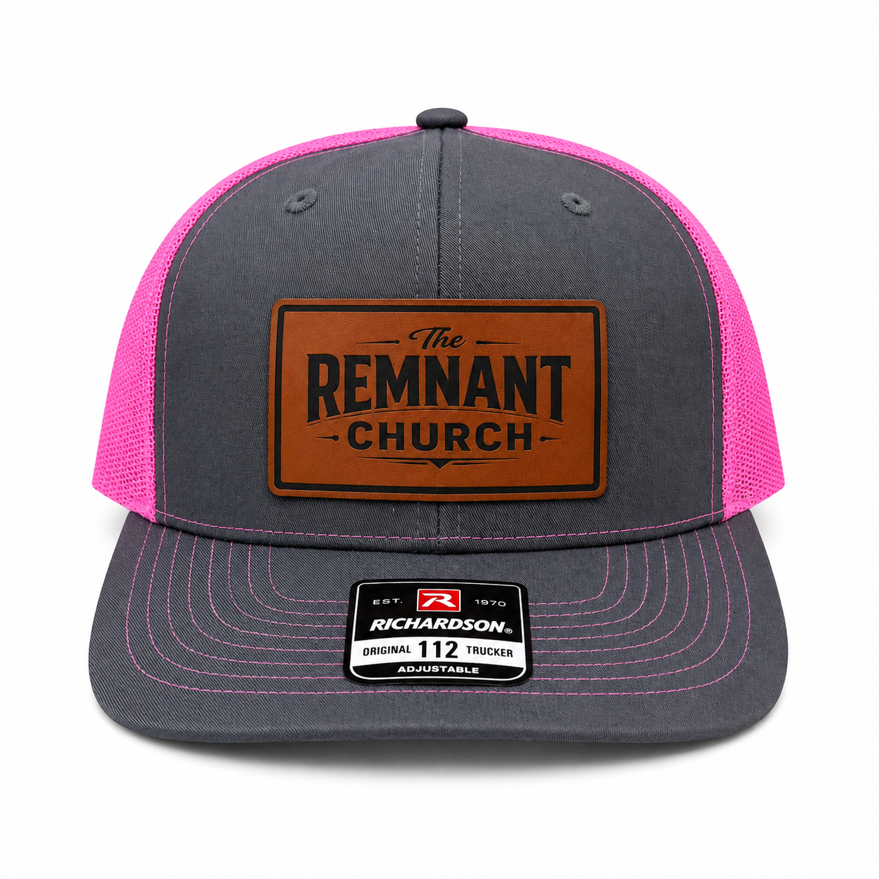 Remnant Womens Pink & Gray Hat w/ Brown Badge