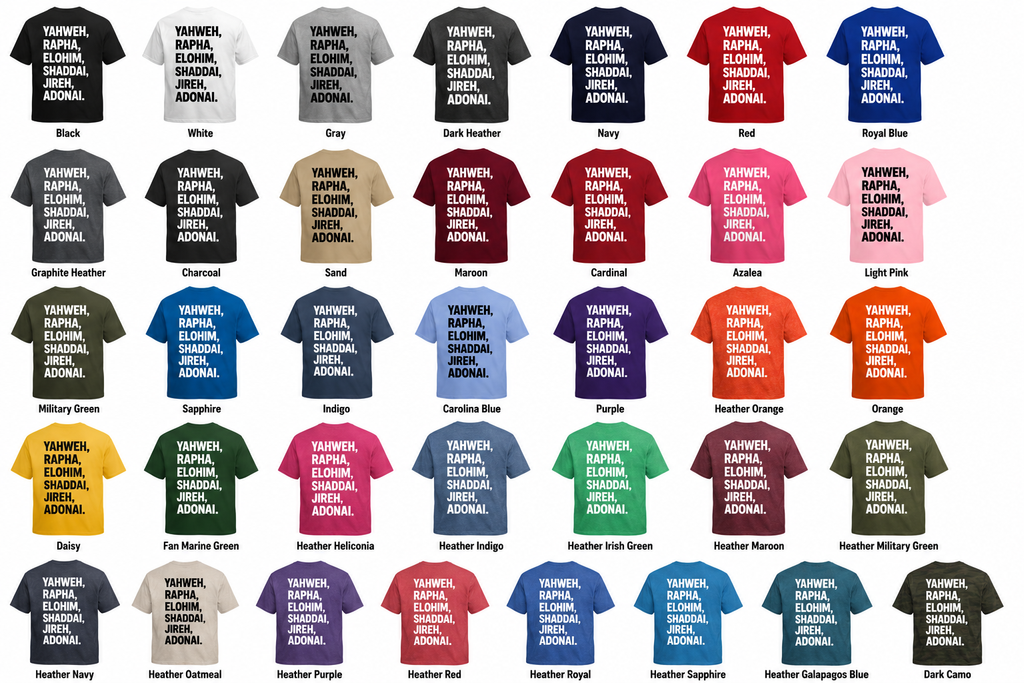 Yahweh, Rapha, Elohim, Shaddai, Jireh, Adonai | Youth T-Shirts